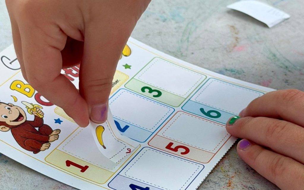 Number matching sticker game at Sunny Pointe
