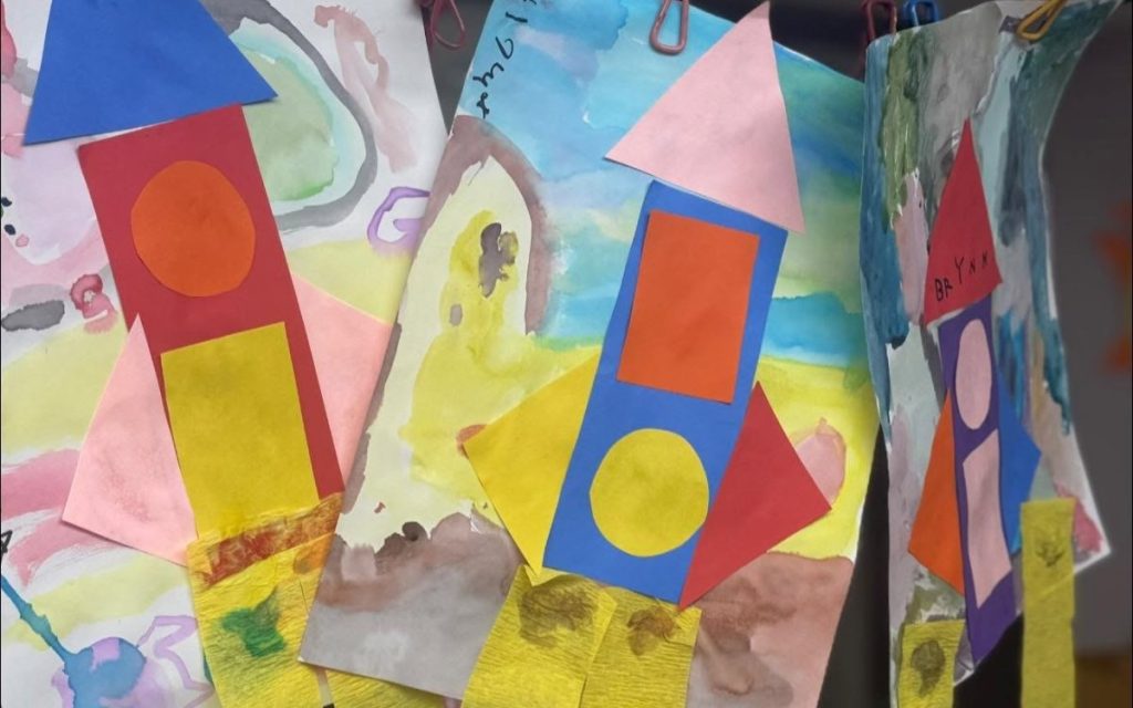 Kindergarten rocket ship art at Sunny Pointe