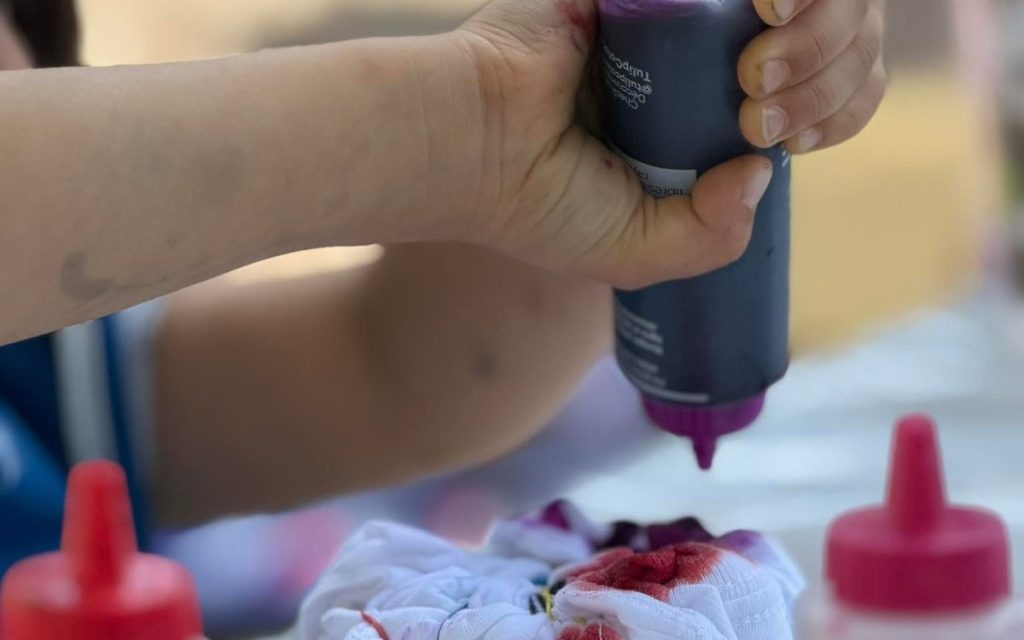 Tie-dye activity at Sunny Pointe summer camp